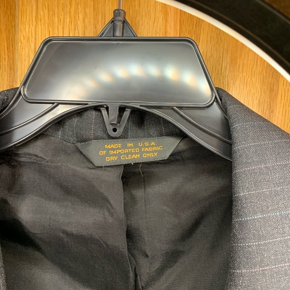 OAKTON LTD VINTAGE PINSTRIPE BLAZER Charcoal Gray 100% Wool Size 48XT Two Button - Picture 2 of 10